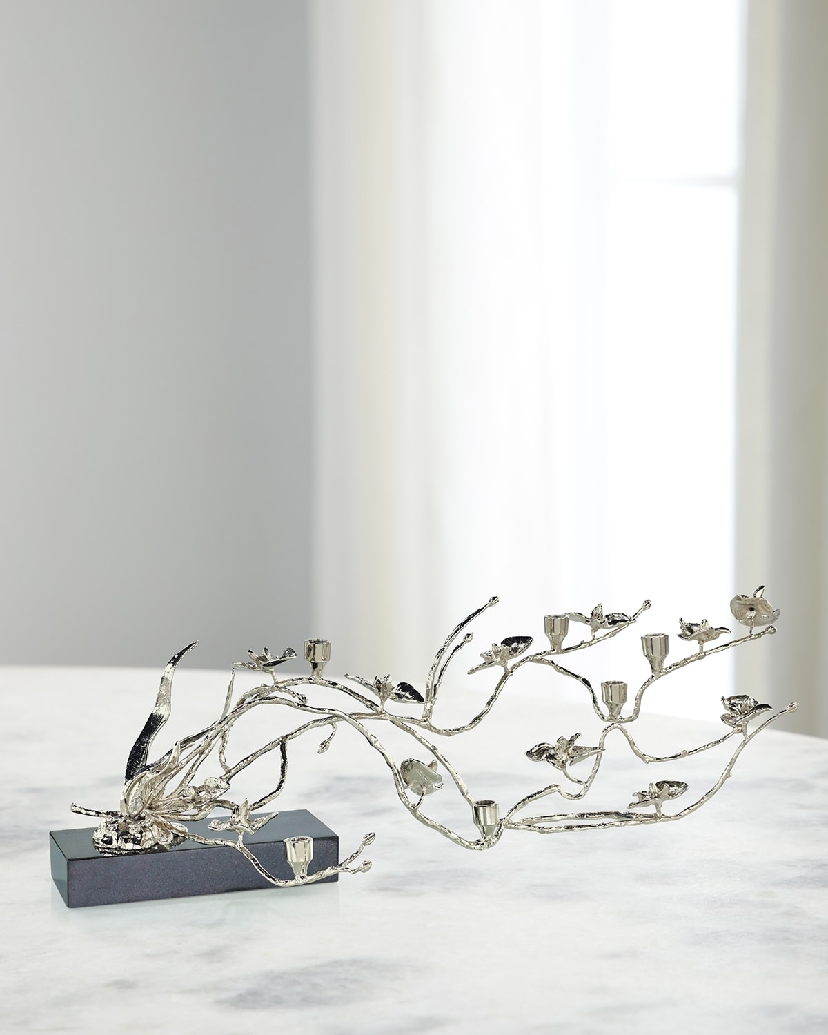 John-richard Collection Orchids In Bloom 6-candle Candleholder In Silver