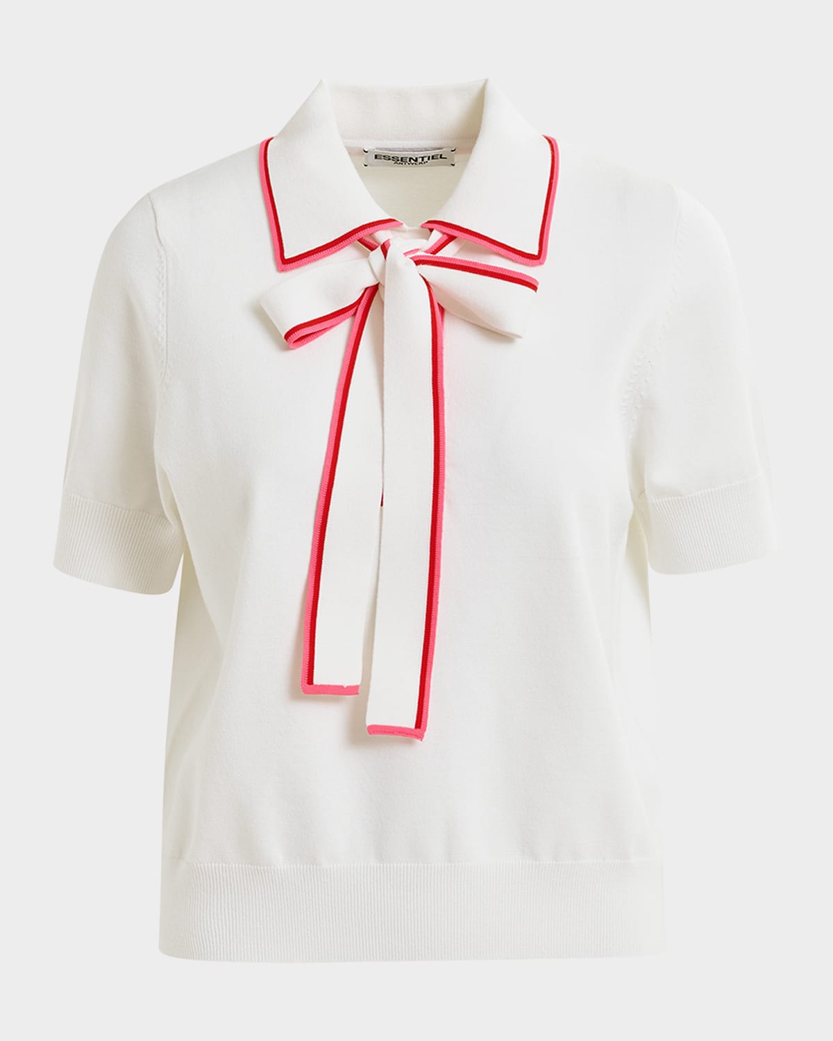 Hight Polo with Self-Tie Fabric Scarf