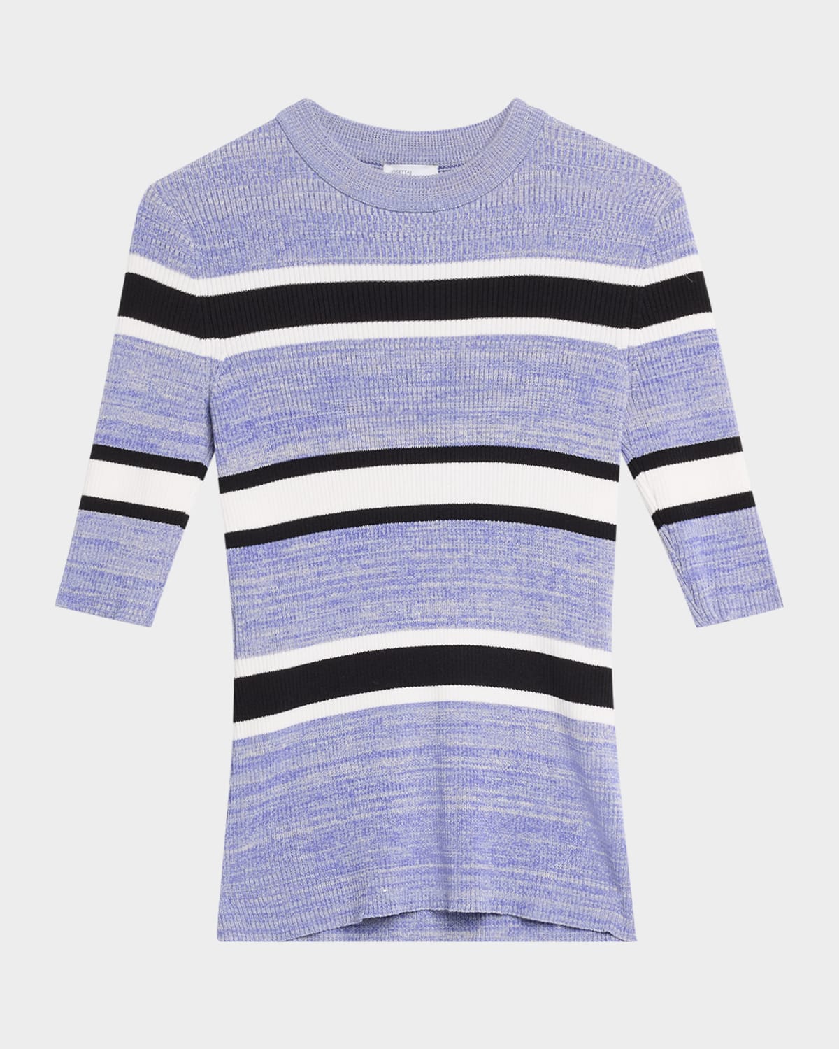 Striped Crop-Sleeve Sweater