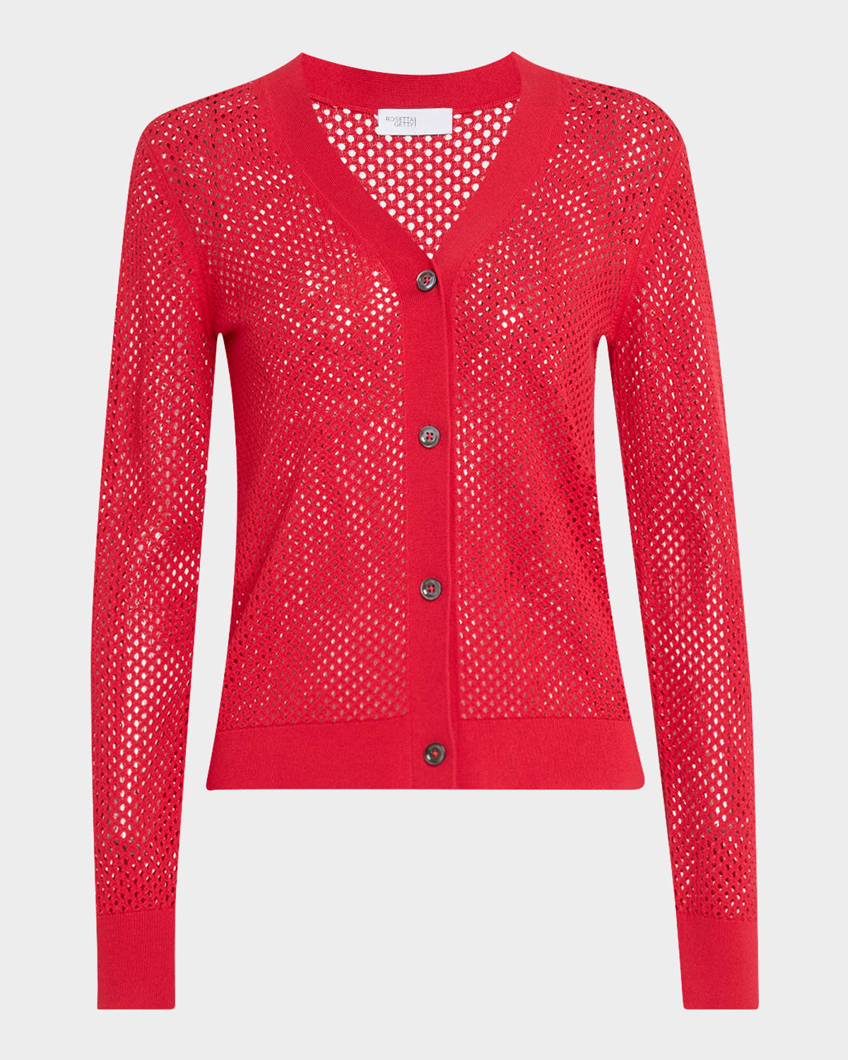 Mesh Pointelle Knit V-Neck Cardigan
