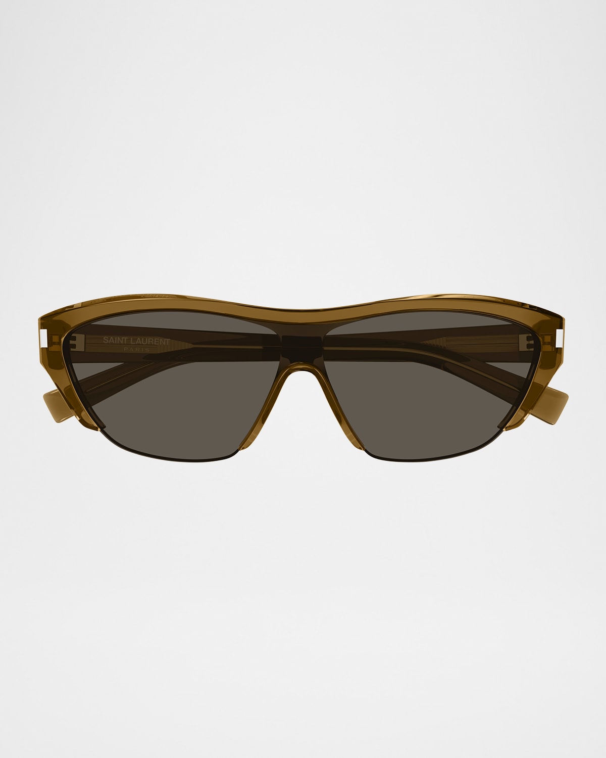 Saint Laurent Sl 704 Recycled Acetate Shield Sunglasses In Brown