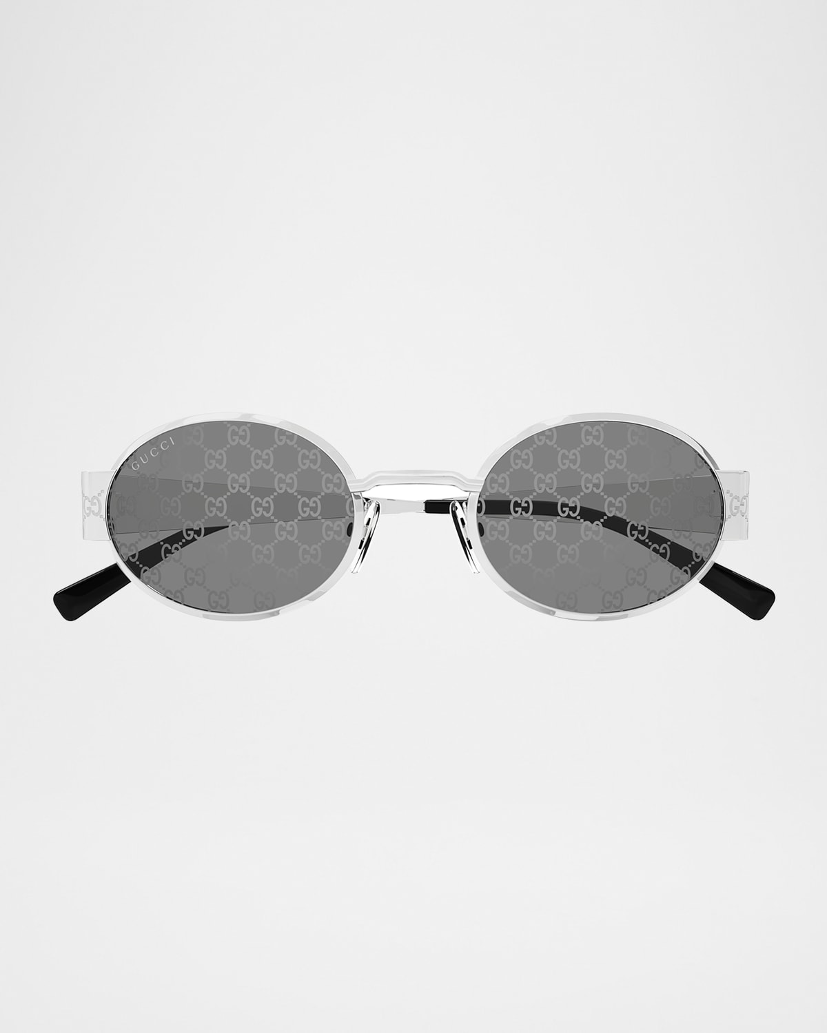 Gucci 1854s Monogram Round Sunglasses In Silver
