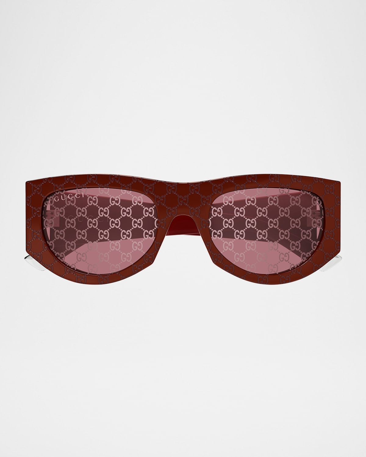 Gucci Gg Monogram Acetate Sunglasses In Burgandy