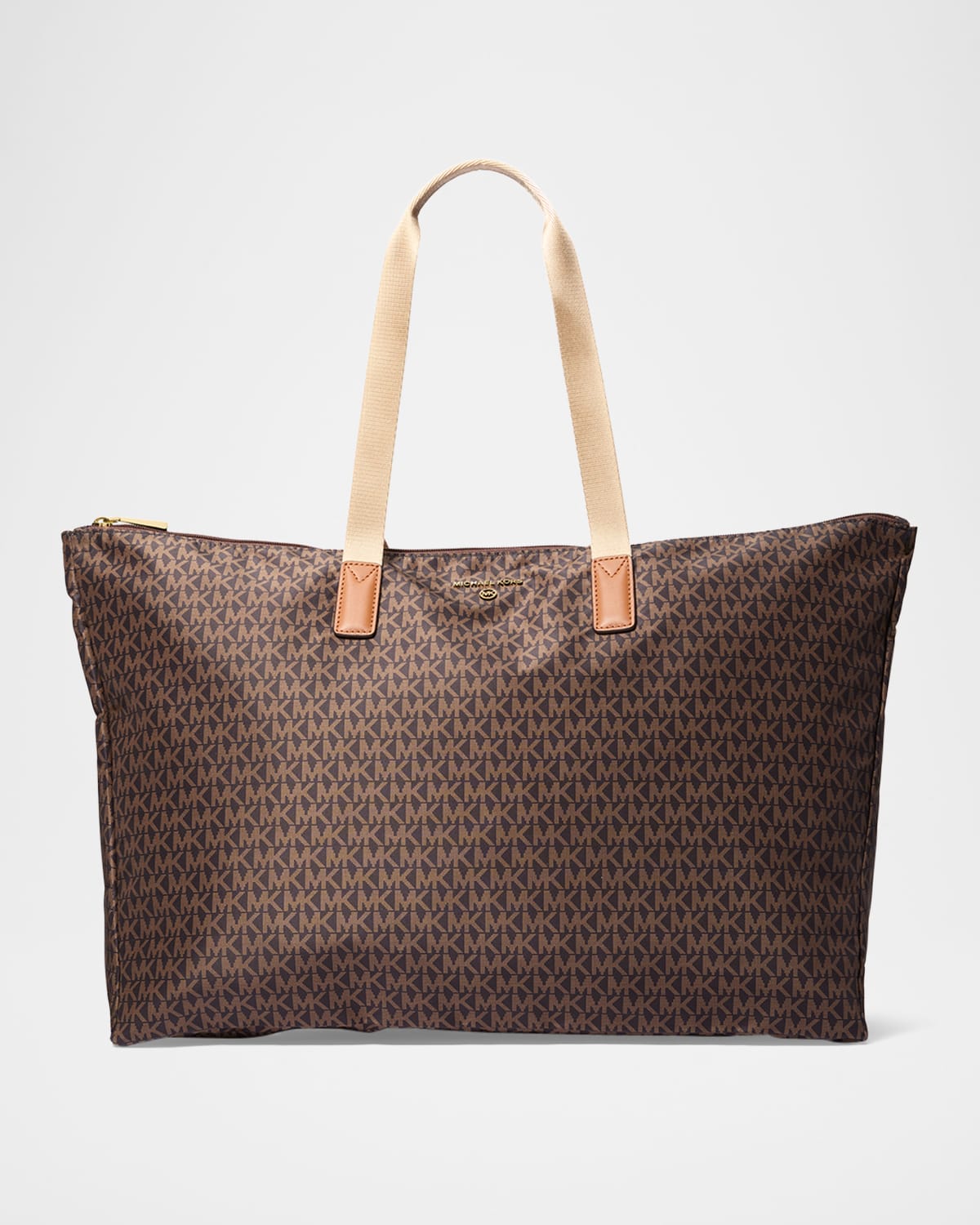MICHAEL MICHAEL KORS JET SET TRAVEL LARGE SIGNATURE LOGO PRINT WOVEN TOTE BAG 
