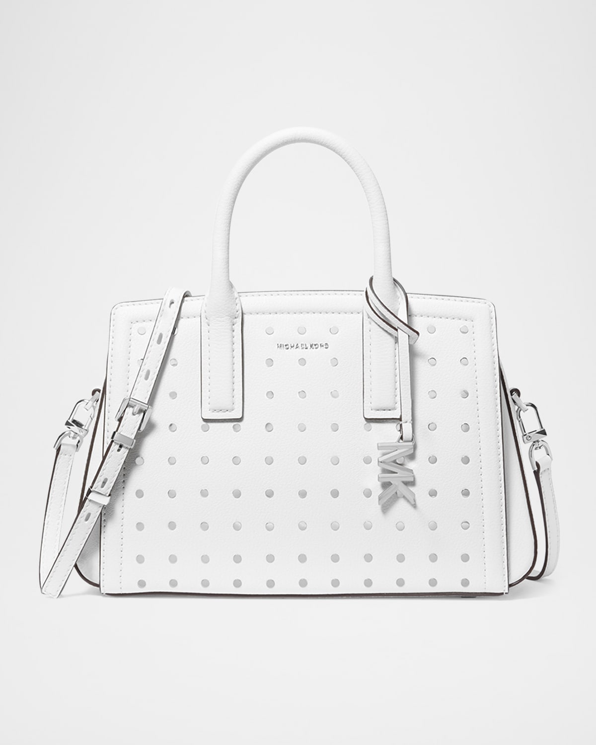MICHAEL MICHAEL KORS LAILA SMALL STUDDED LEATHER SATCHEL BAG 