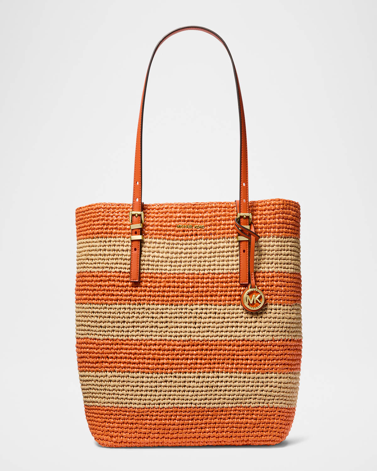 MICHAEL MICHAEL KORS QUINN LARGE STRIPED NORTH-SOUTH TOTE BAG 