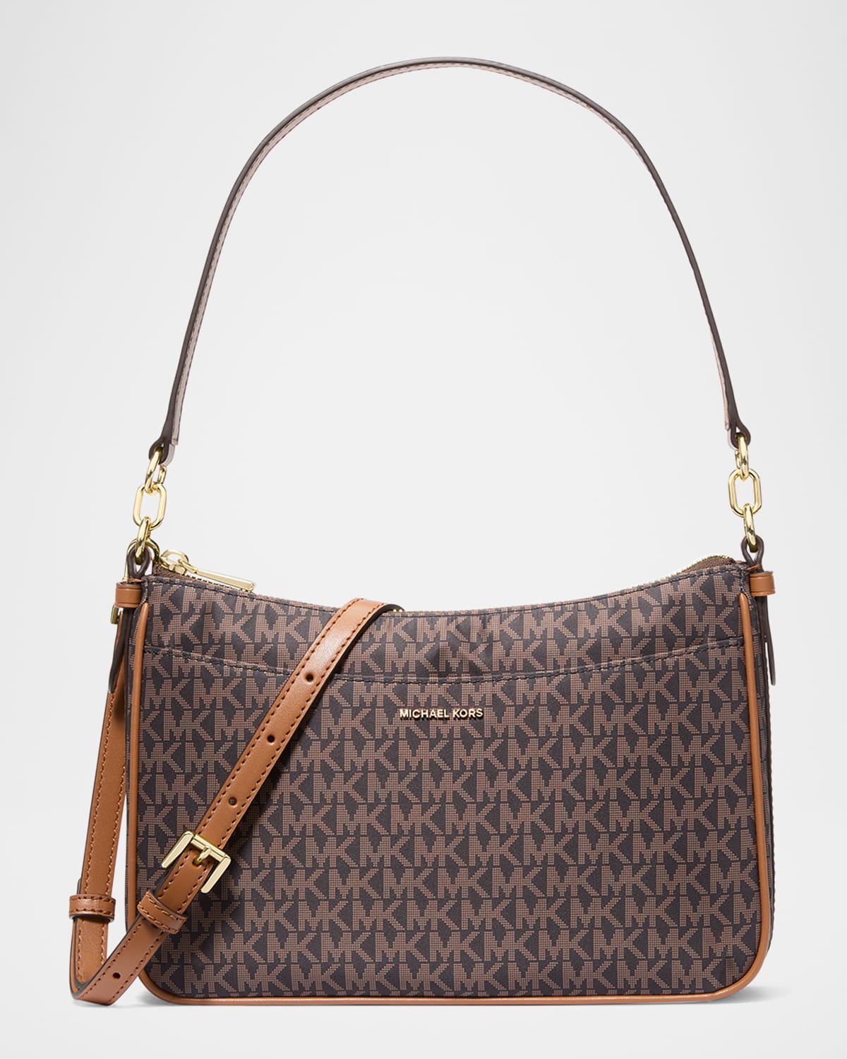 Michael Michael Kors Jet Set Medium Monogram Crossbody Bag In Brn/acorn