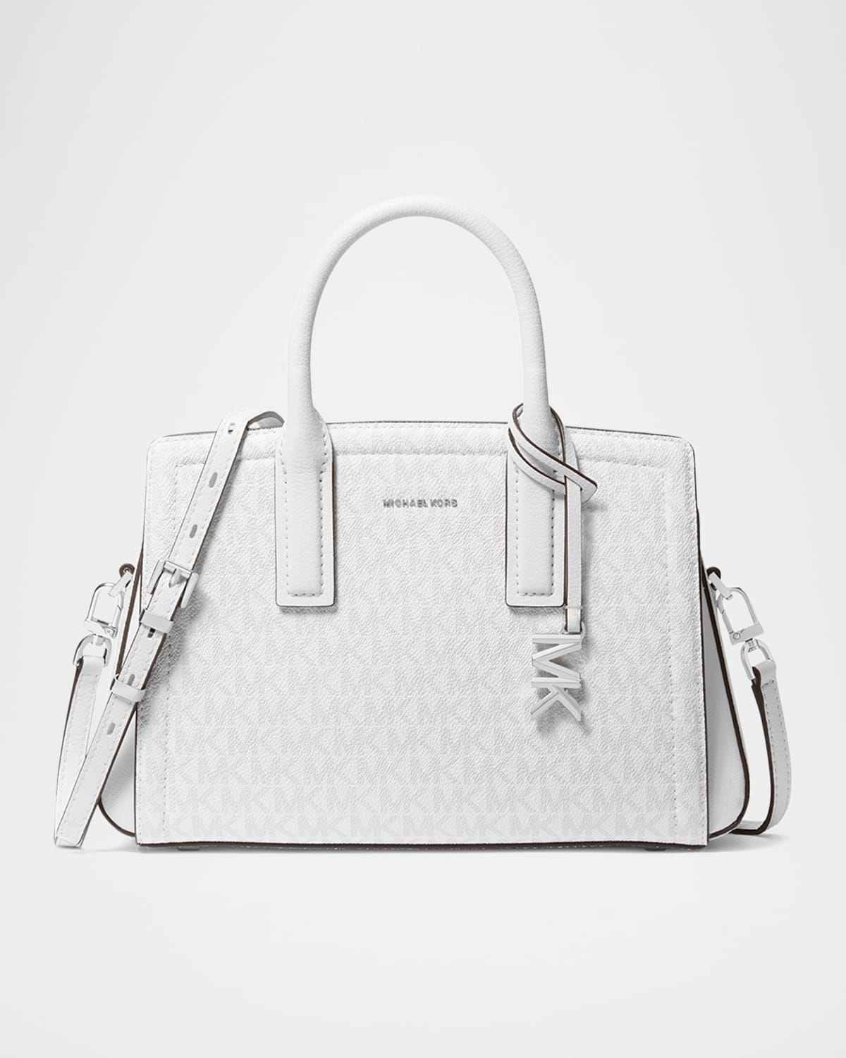 Michael Michael Kors Laila Small Signature Logo Satchel Bag In Opt/allum