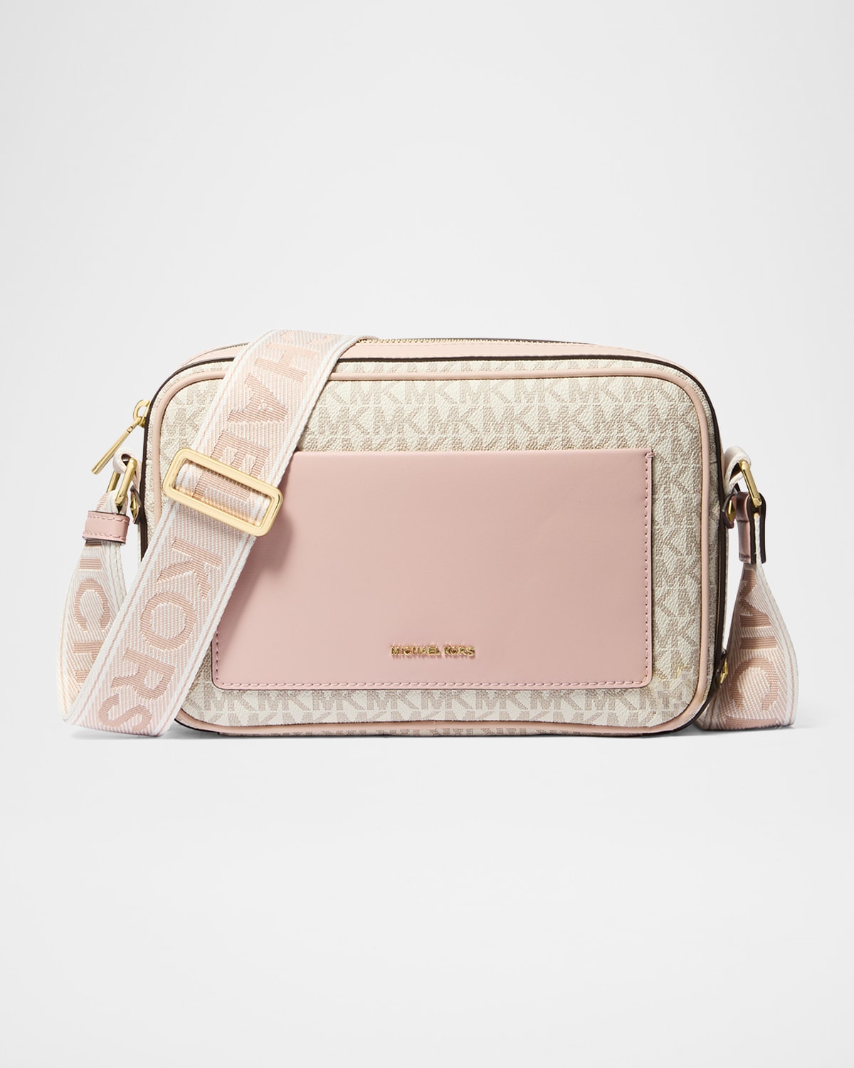 Michael Michael Kors Maeve Large Pocket Signature Logo Crossbody Bag In Vanl/sftpi