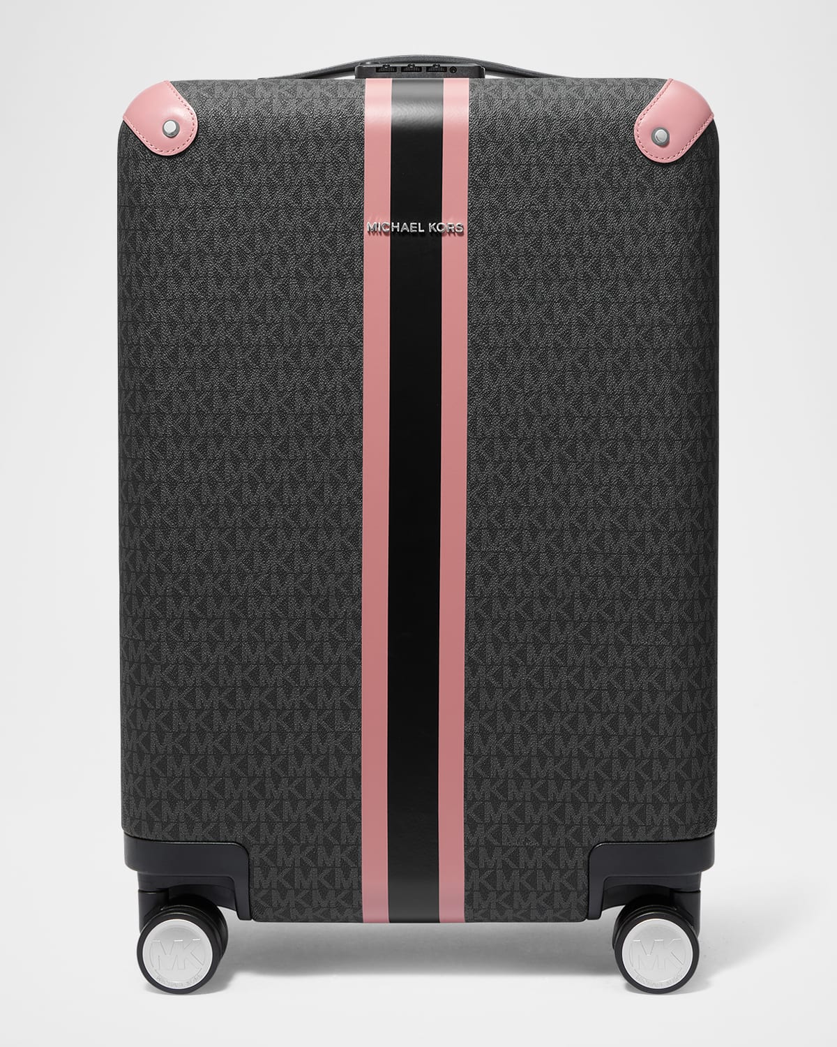 Michael Michael Kors Small Hardcase Striped Monogram Trolley In Rose