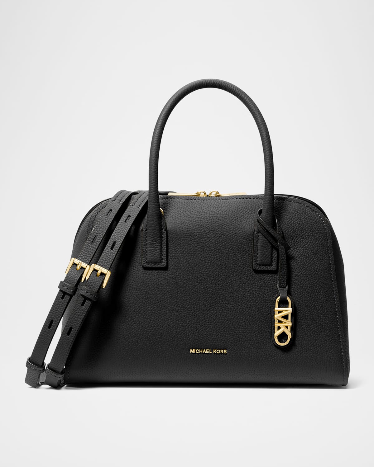 Michael Michael Kors Medium Zip Leather Satchel Bag In Black