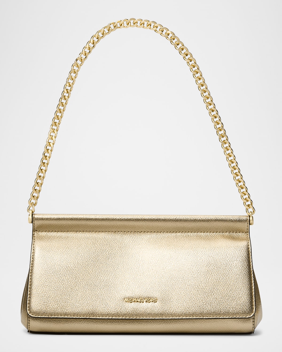 MICHAEL MICHAEL KORS MEDIUM METALLIC LEATHER CLUTCH BAG 