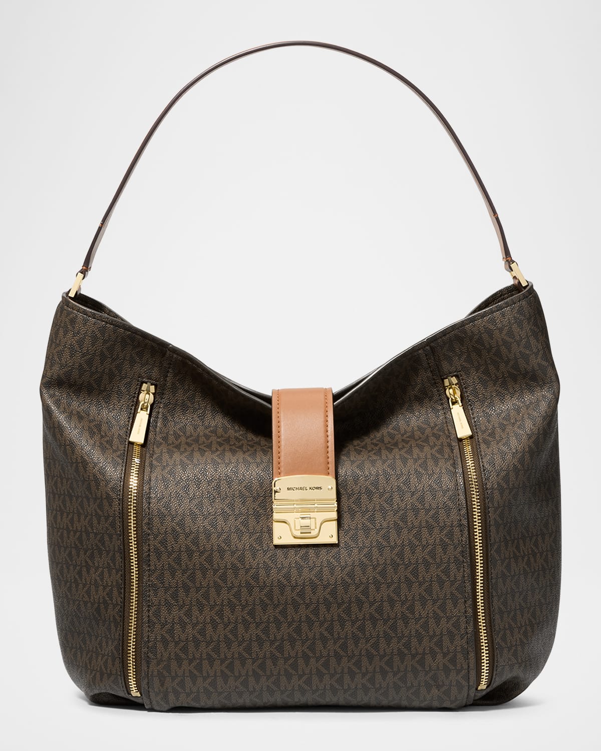 MICHAEL MICHAEL KORS ADDISON LARGE SIGNATURE LOGO SHOULDER BAG 