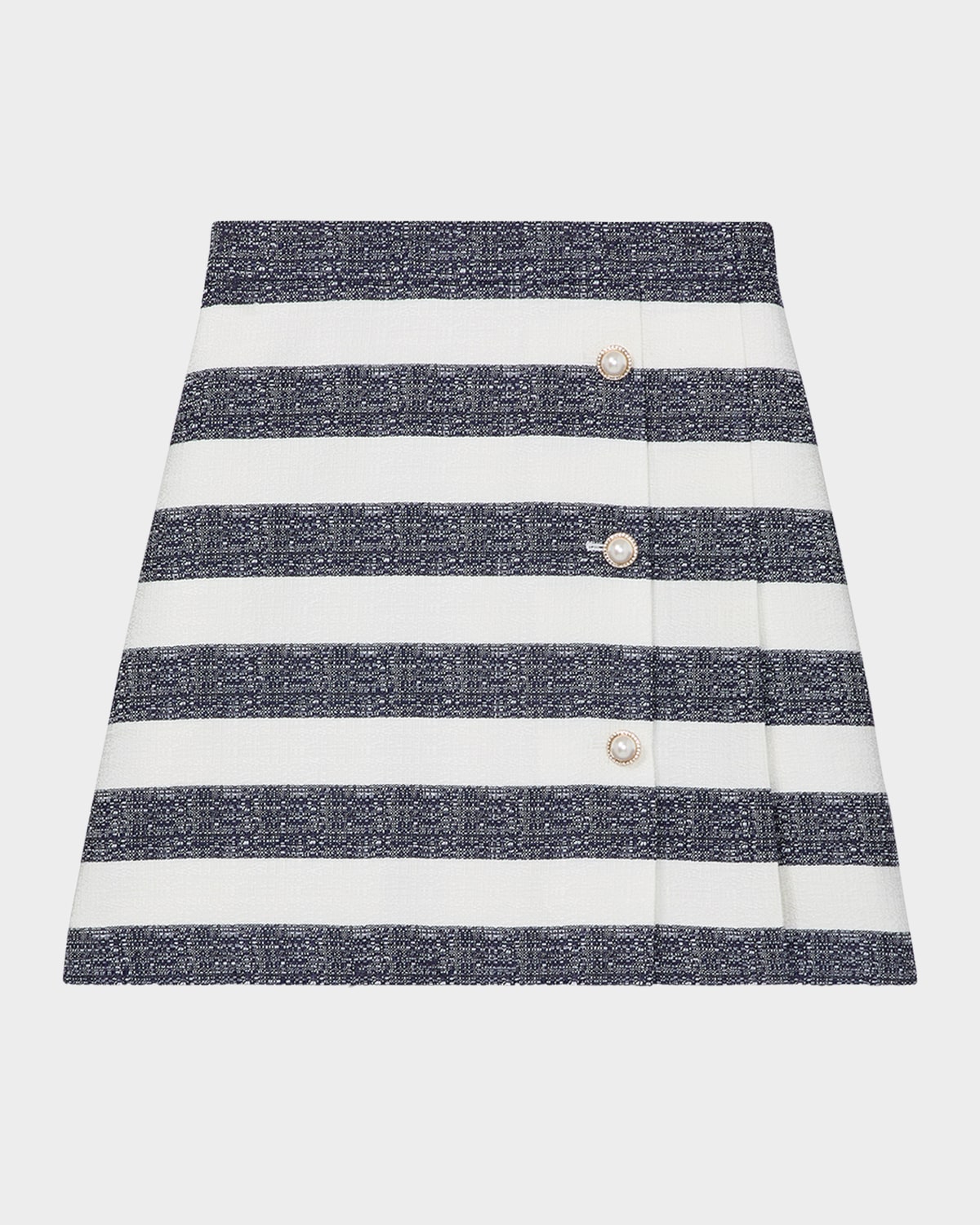 pleated striped tweed mini skirt