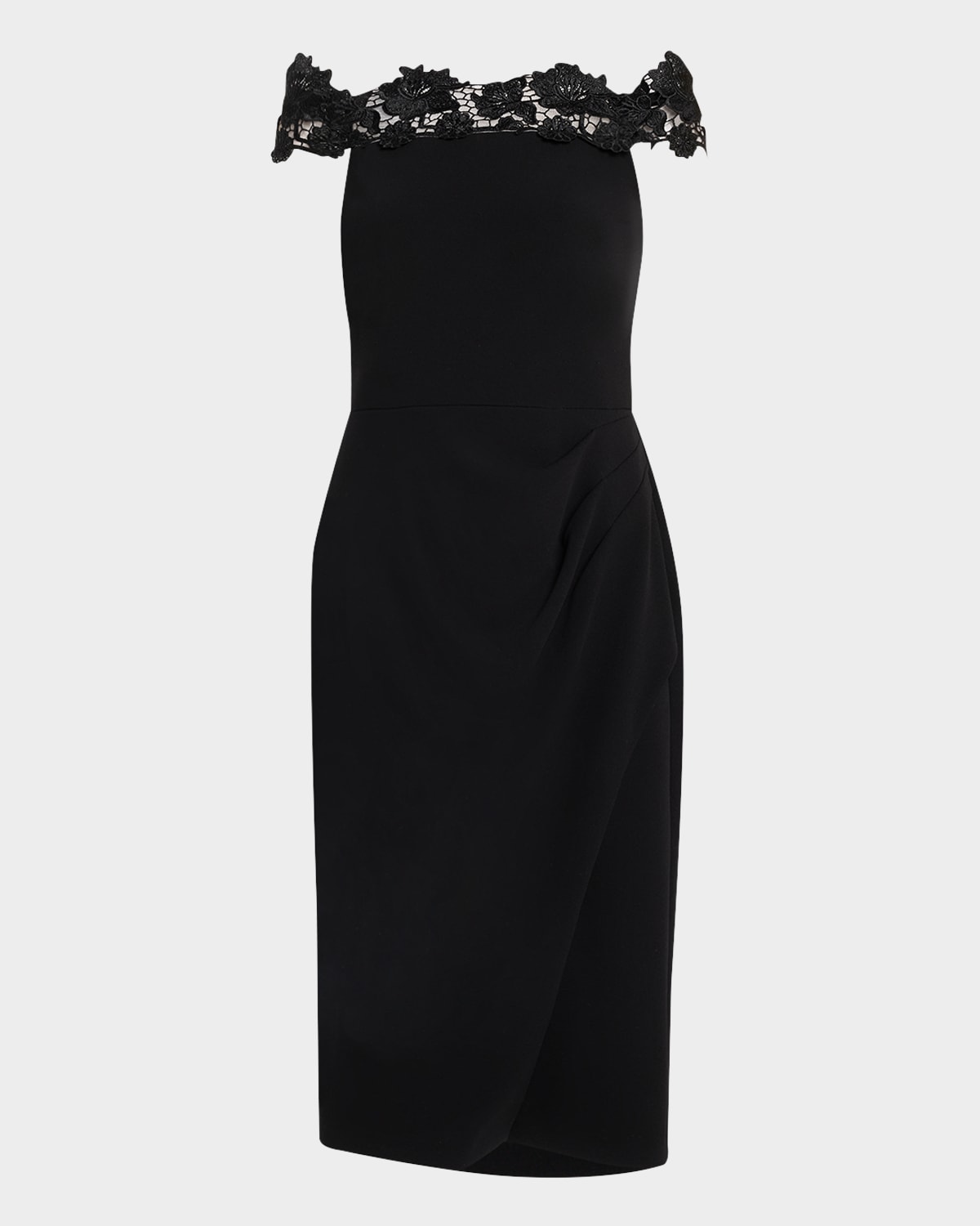 Aidan Mattox Lace Off The Shoulder Crepe Dress