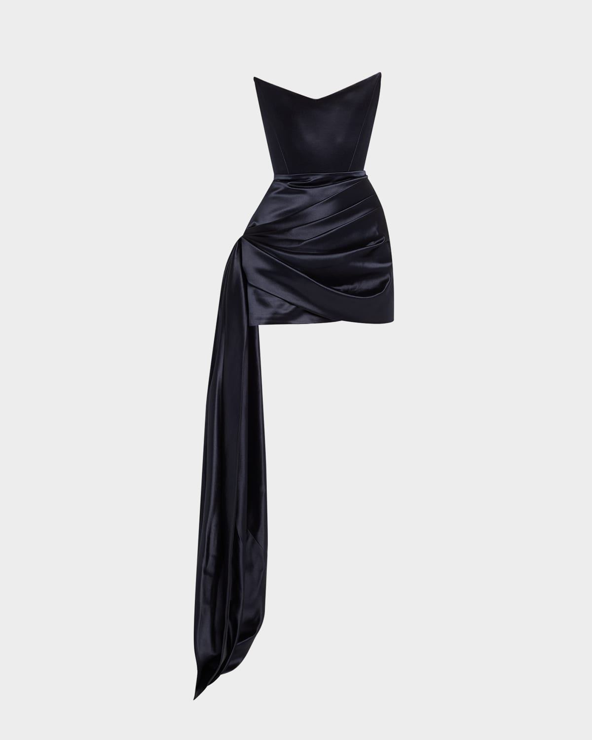 Strapless Corset Satin Mini Dress with Draped Panel