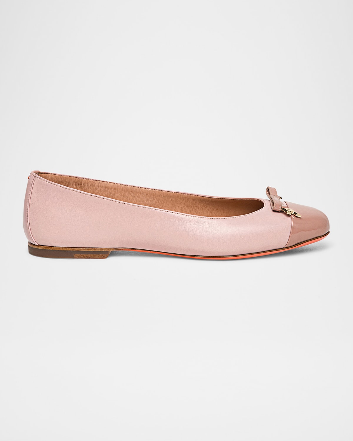 Sandy Leather Cap-Toe Ballerina Flats