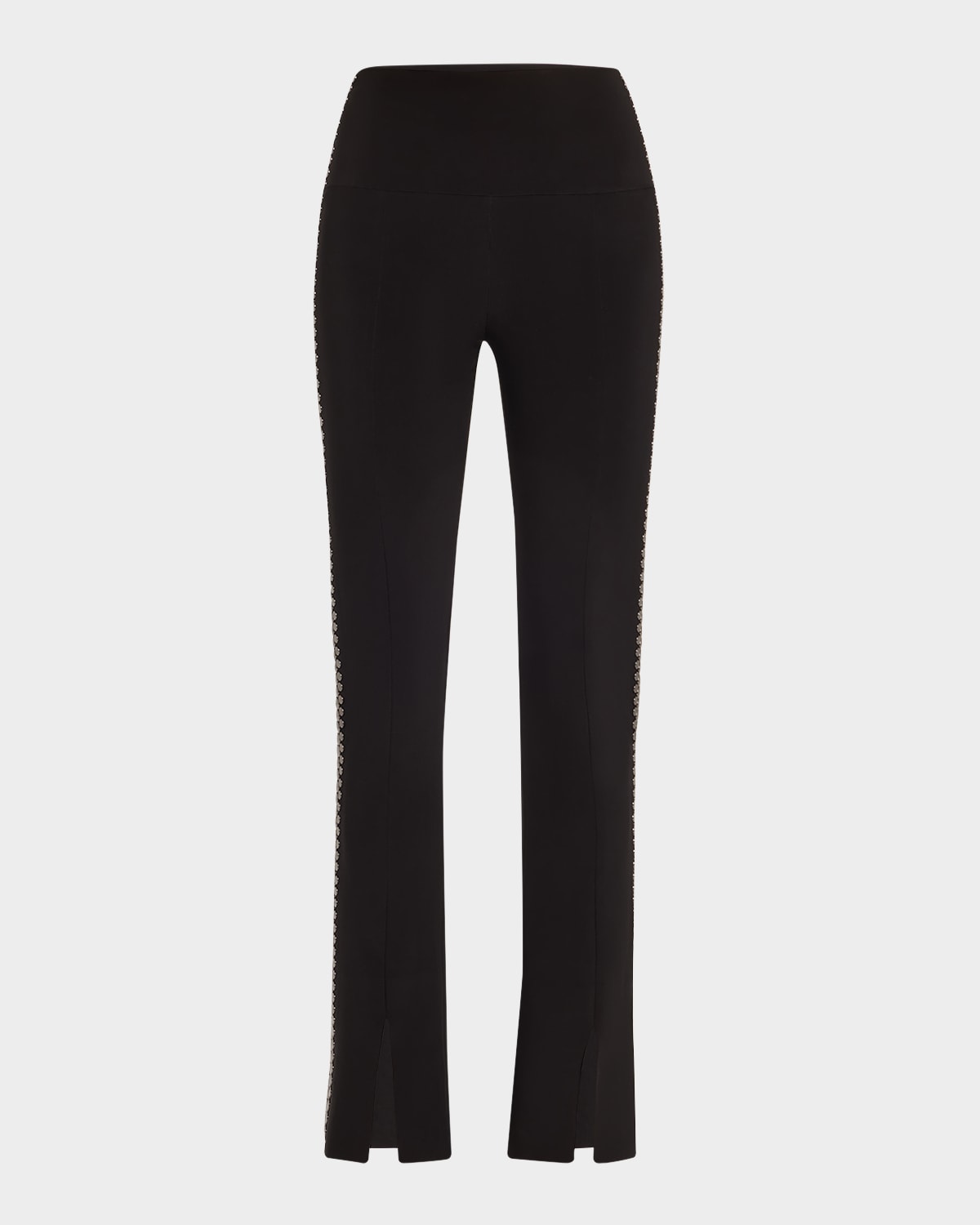 Shop Norma Kamali Gunmetal Stud Spat Leggings In Black