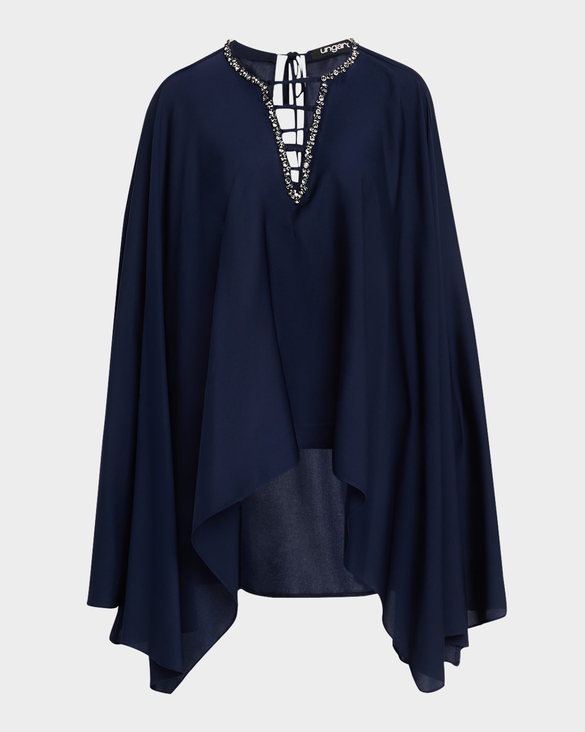 Aida Crystal-Embellished Cape Blouse