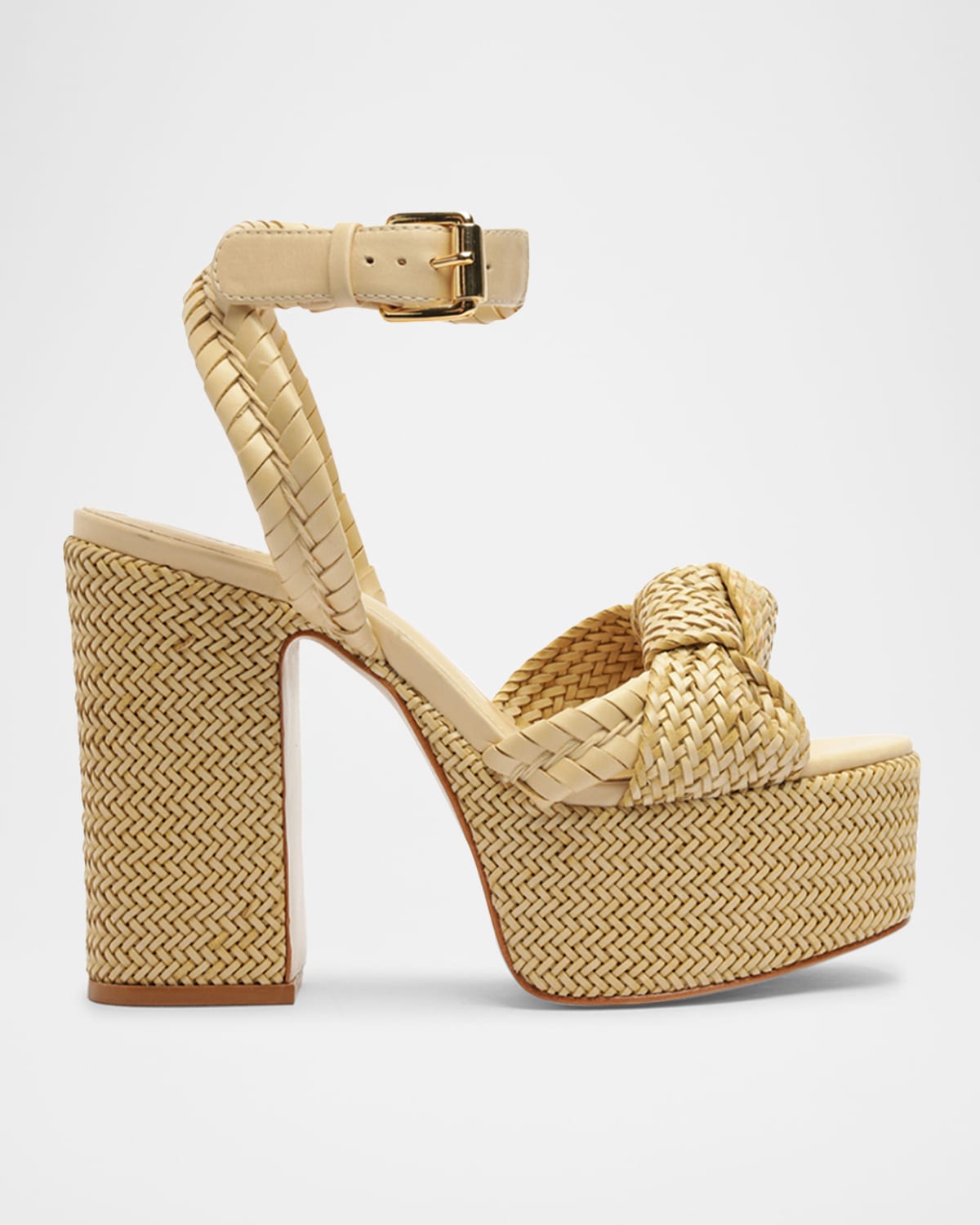 Khari Knotted Leather Ankle-Strap Platform Sandals