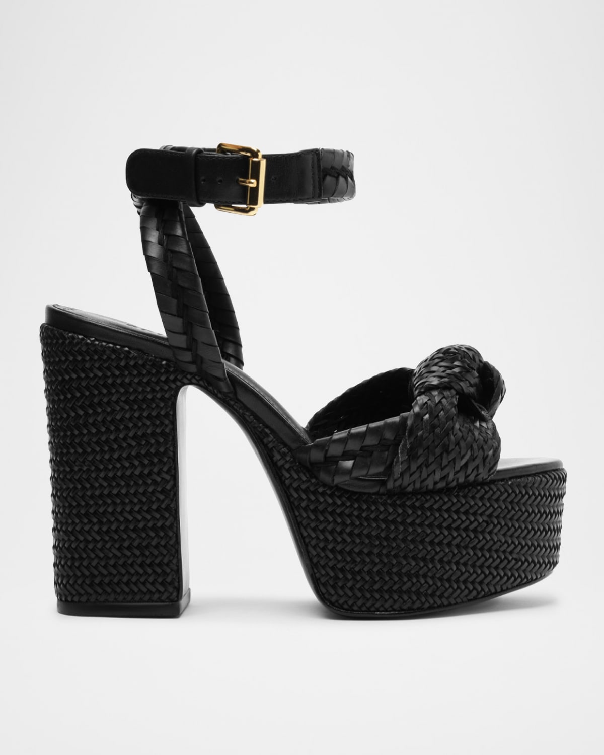 Khari Knotted Leather Ankle-Strap Platform Sandals
