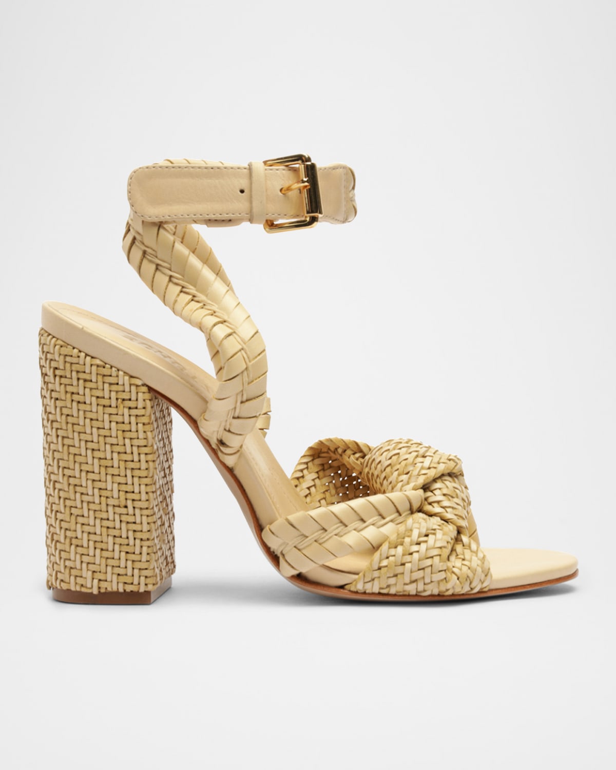Shop Schutz Khari Knotted Leather Ankle-strap Sandals In Natural Nibs
