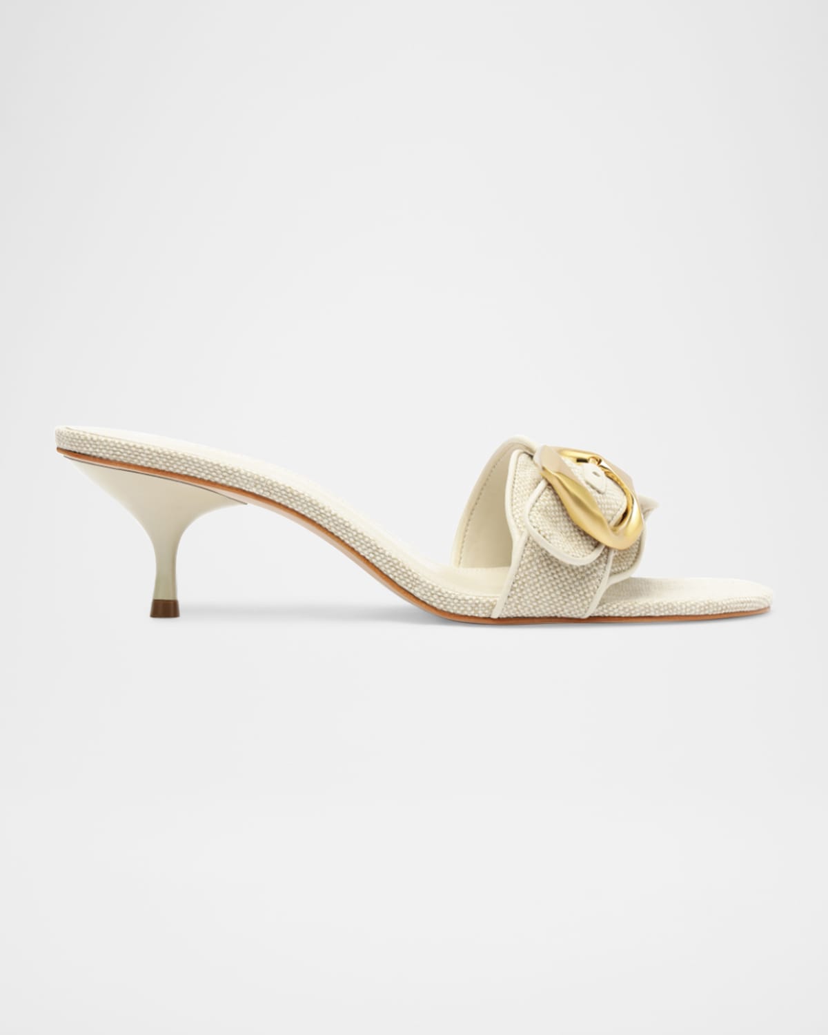 SCHUTZ OLGA LINEN BUCKLE SLIDE SANDALS 