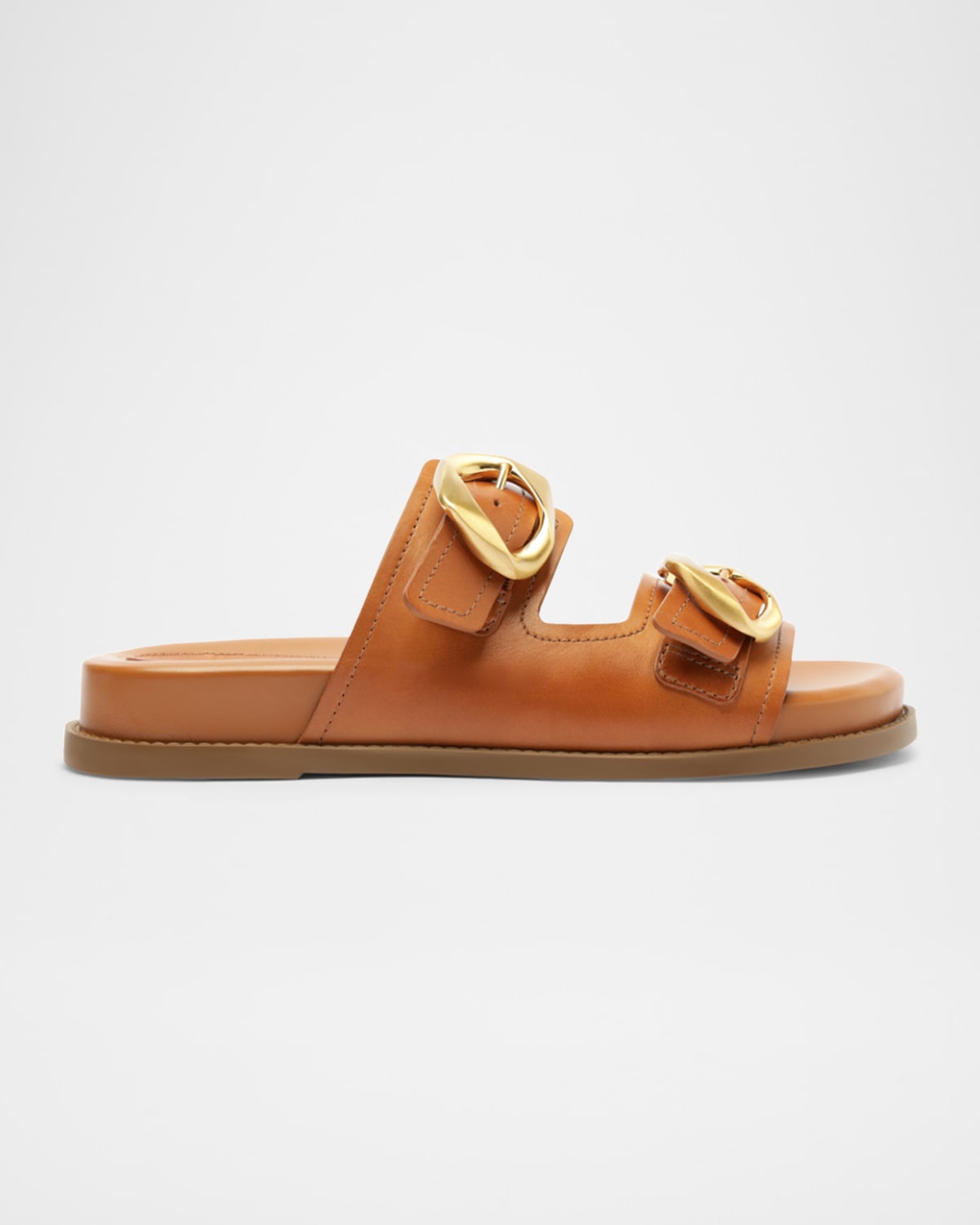 SCHUTZ OLGA LEATHER BUCKLE SPORTY SANDALS 