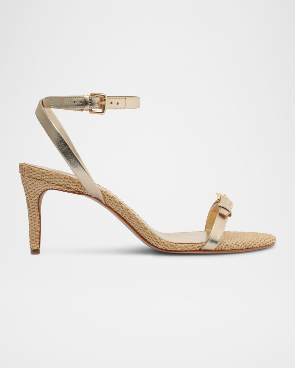 SCHUTZ AURORA METALLIC ANKLE-STRAP SANDALS 