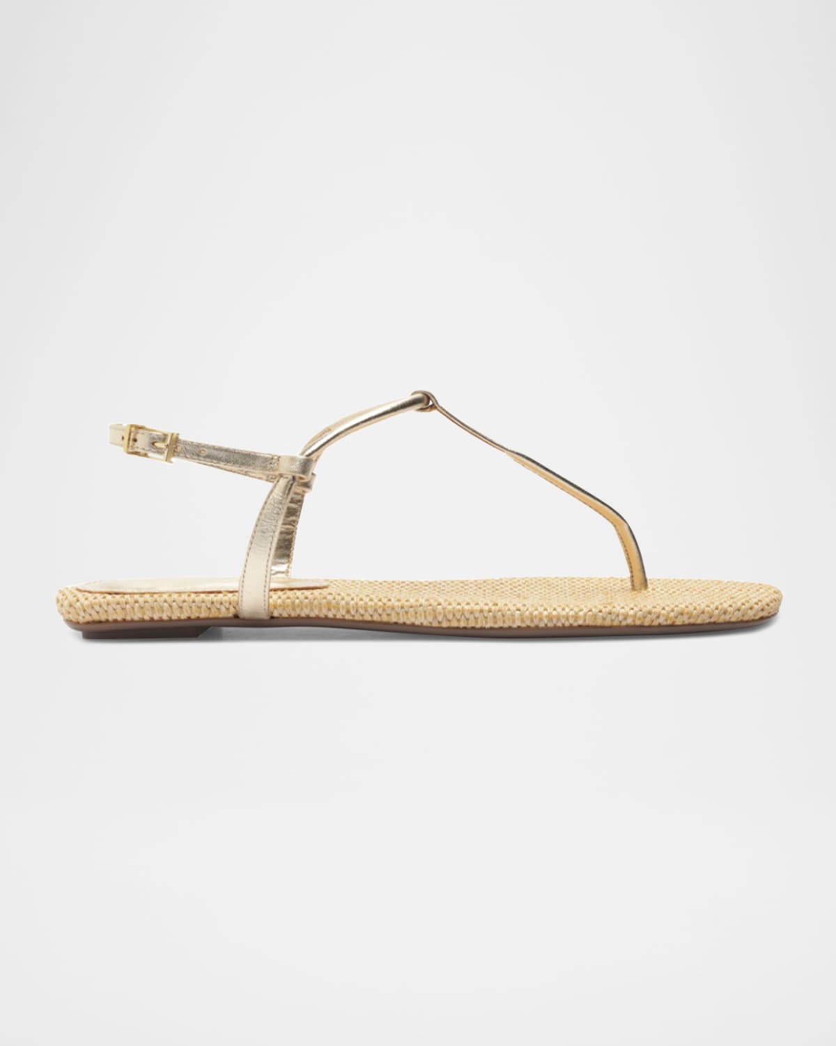 Schutz Elsha Metallic T-strap Flat Sandals In Platina