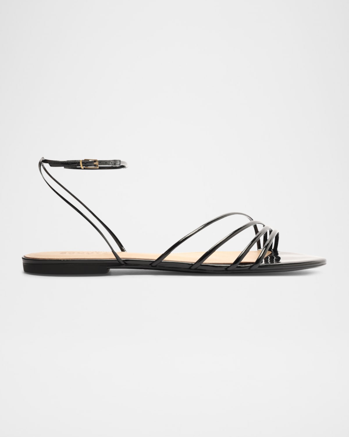 SCHUTZ INEZ STRAPPY LEATHER FLAT SANDALS 