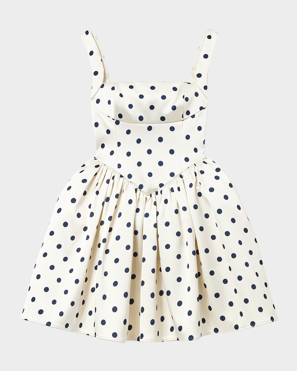 Self-portrait Pleated Polka-dot Duchesse-satin Mini Dress In Beige
