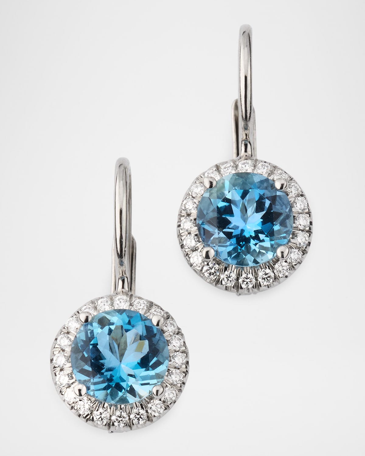 Platinum Diamond and Aquamarine Dangle Earrings