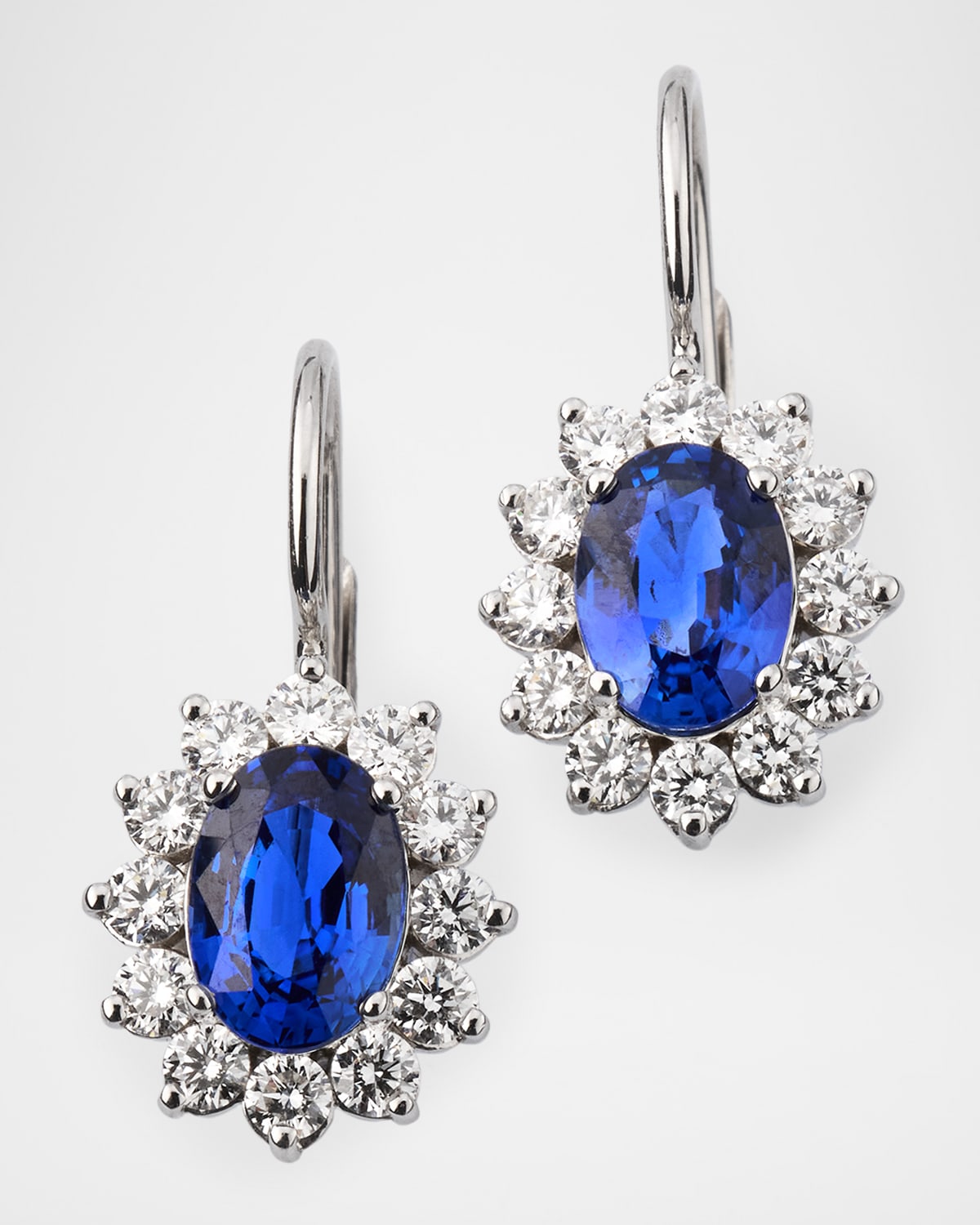 18K White Gold Diamond and Sapphire Earrings