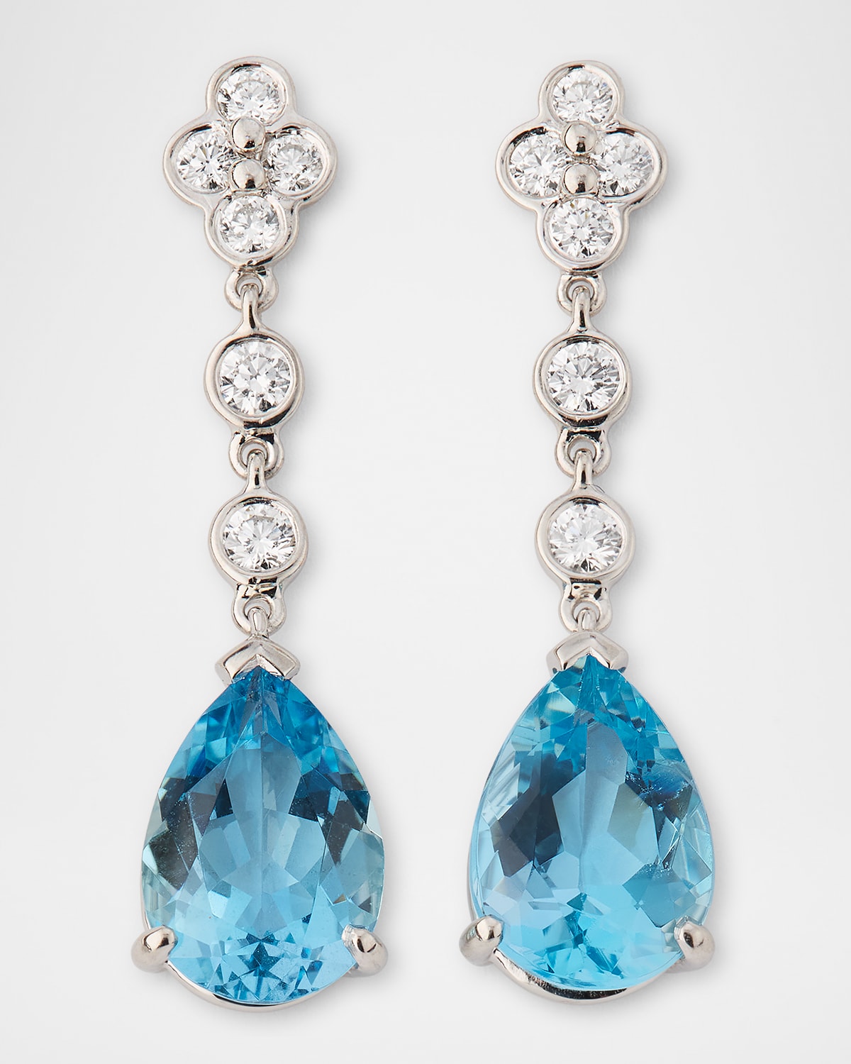 18K White Gold Diamond and Aquamarine Earrings