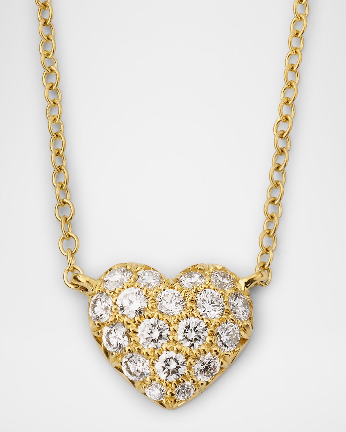 18K Yellow Gold Mini Heart Diamond Pendant Necklace