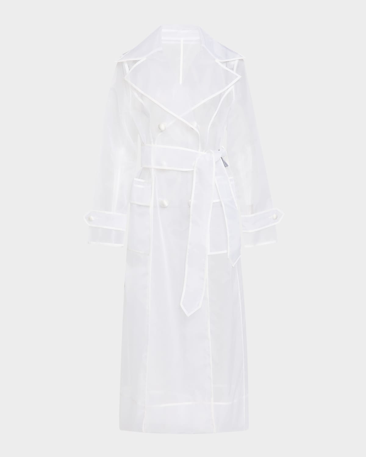 Dolce & Gabbana Belted Nylon Organza Trench Coat In White