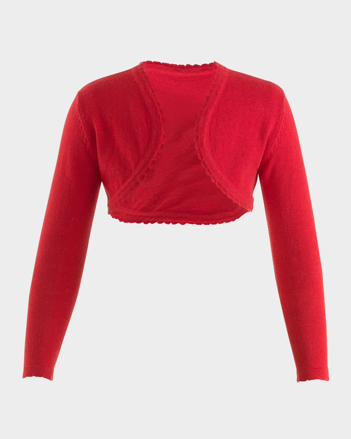 Rachel Riley Girl's Scalloped Trim Bolero In Red
