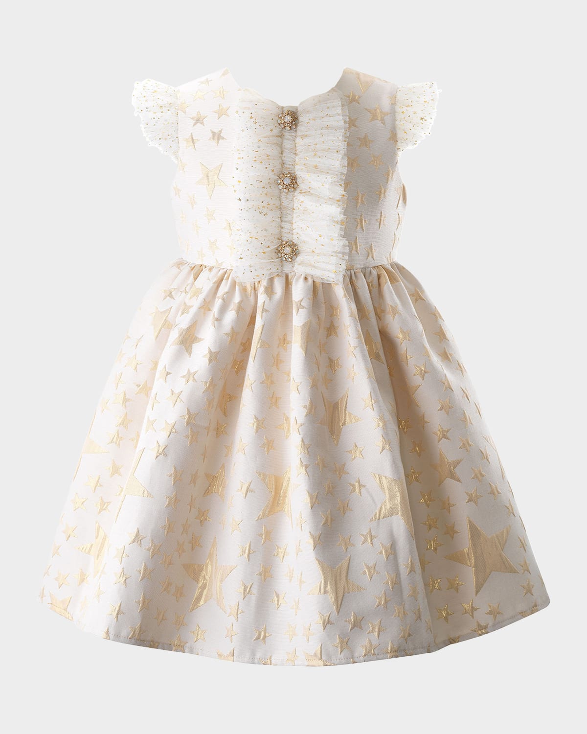 RACHEL RILEY GIRL'S STAR-PRINT RUFFLE DAMASK DRESS 