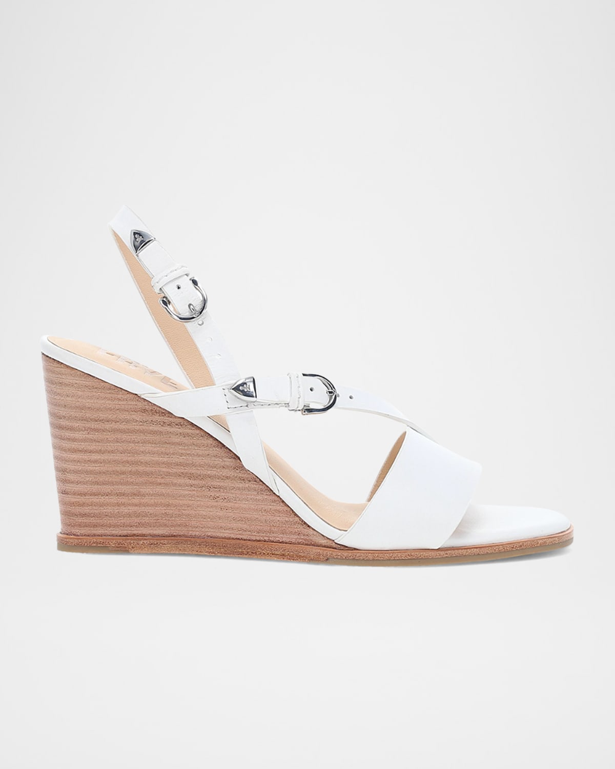 Rachel Leather Buckle Wedge Sandals