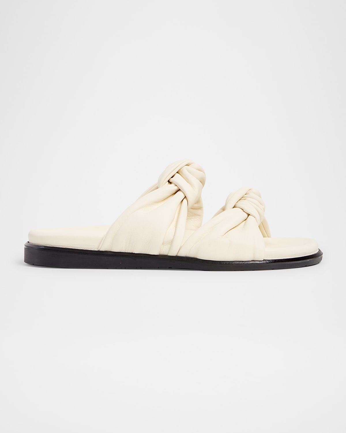 DEAR FRANCES TYE LEATHER KNOTS SLIDE SANDALS 