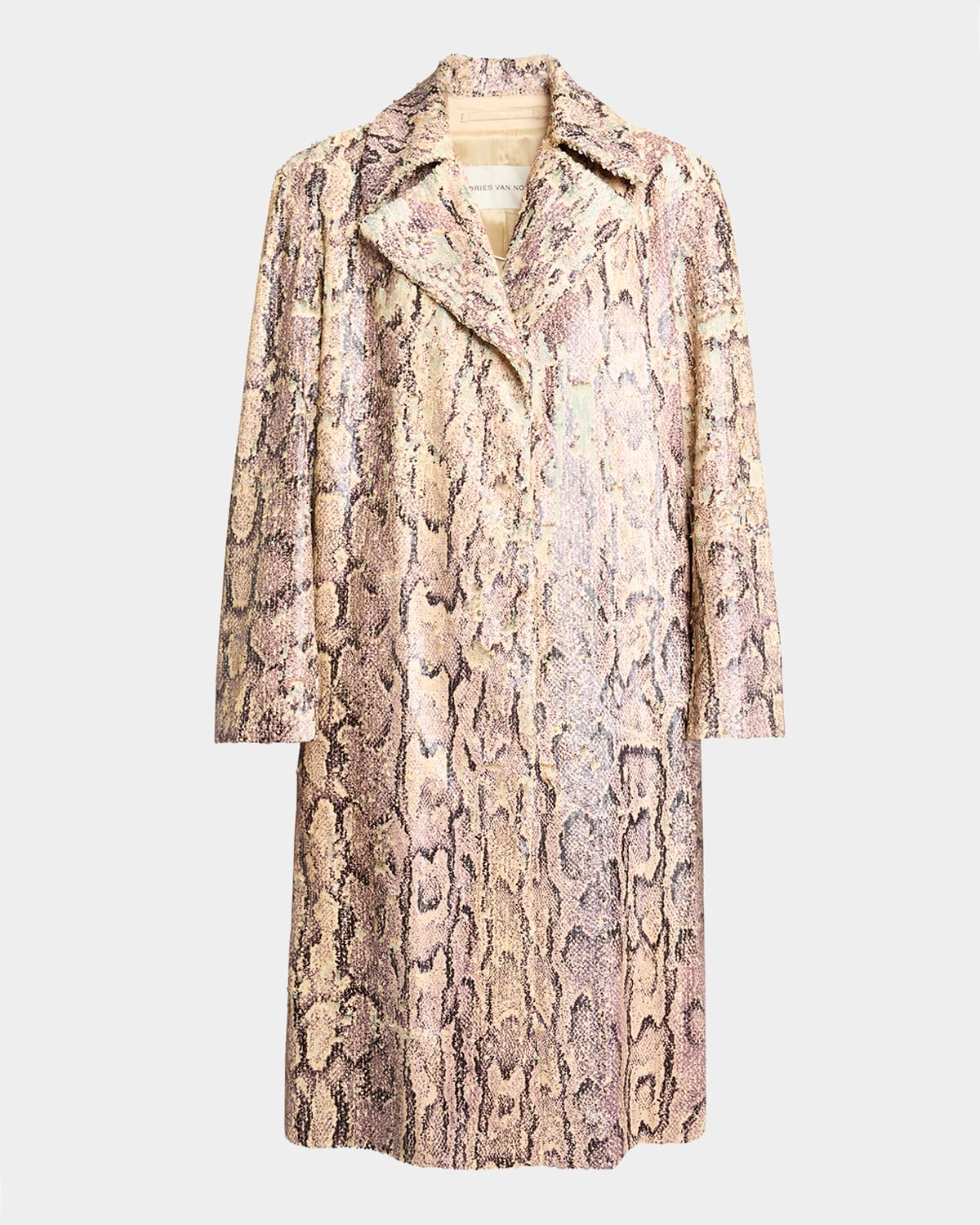 Shop Dries Van Noten Snakeskin-print Sequined Single-breasted Coat