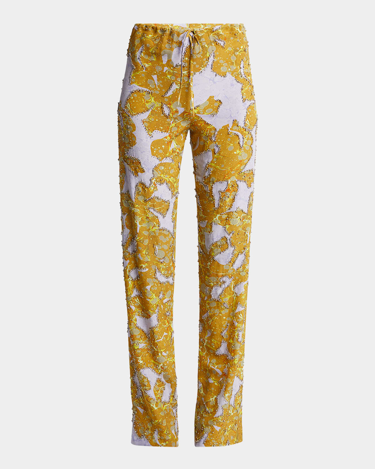 Dries Van Noten Pachas Beaded Straight-leg Pull-on Pants