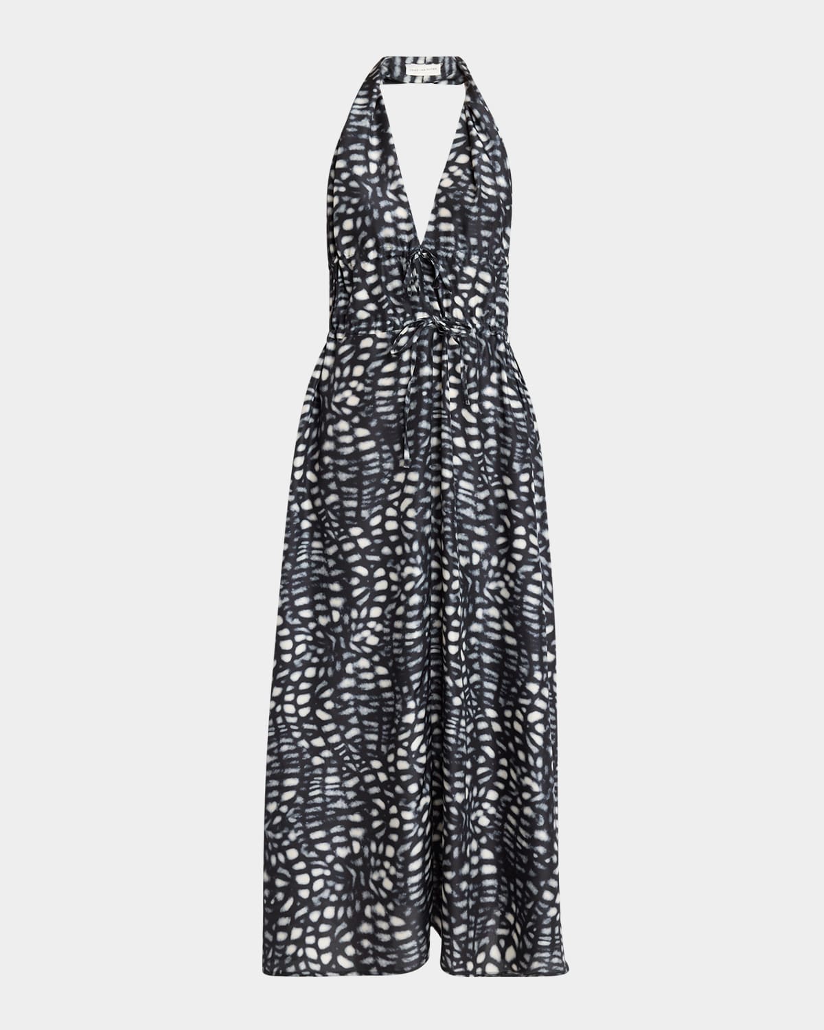 Shop Dries Van Noten Deana Cinched Backless Halter Maxi Dress In Black