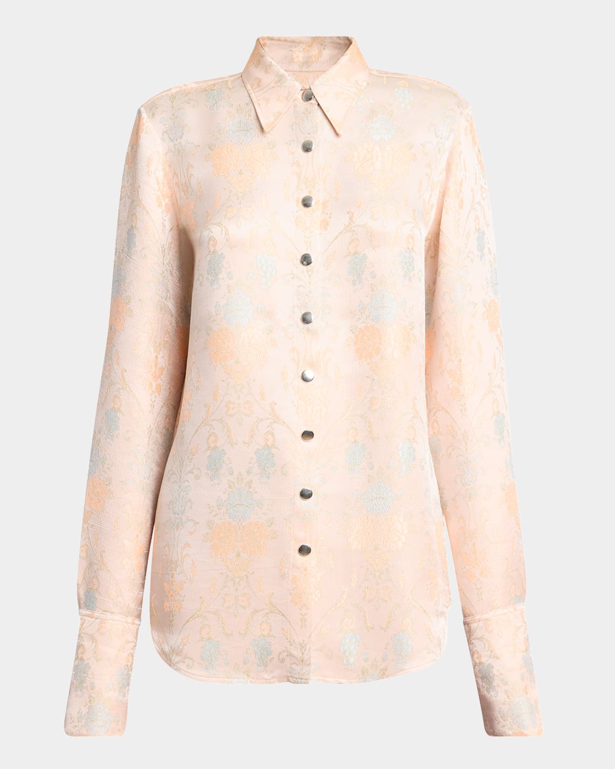 Dries Van Noten Celina Floral Jacquard Snap-front Shirt