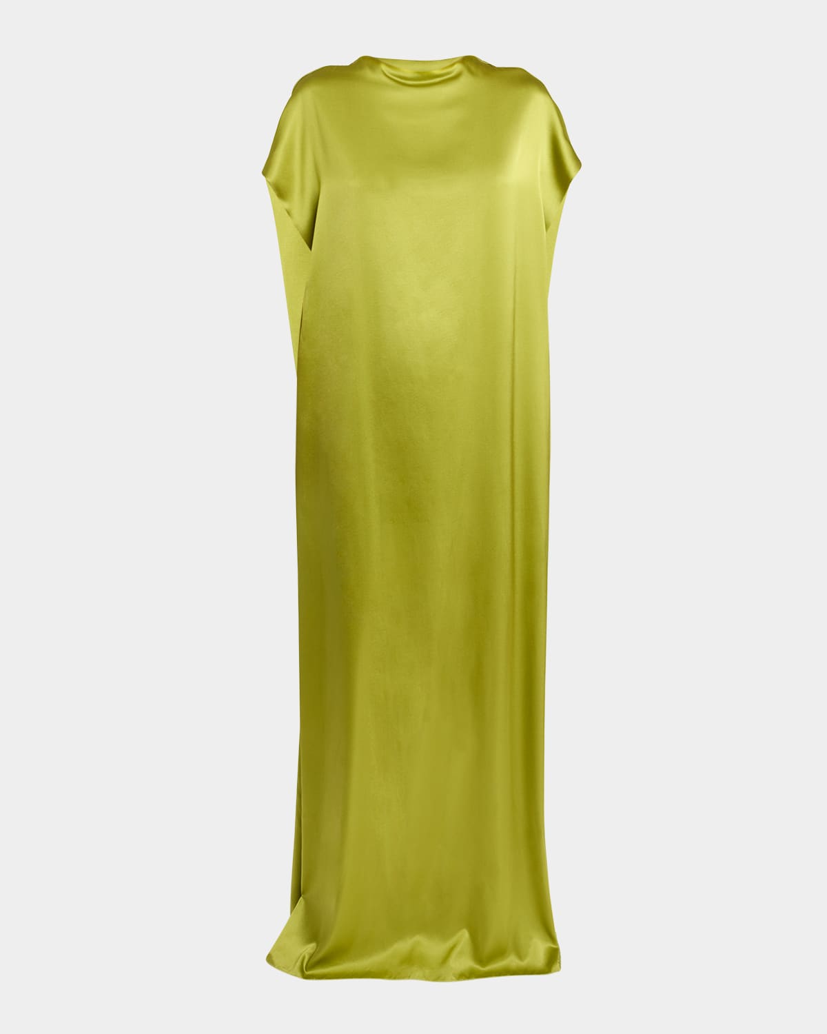 Shop Dries Van Noten Diria Short-sleeve Silk Maxi Dress In Olive