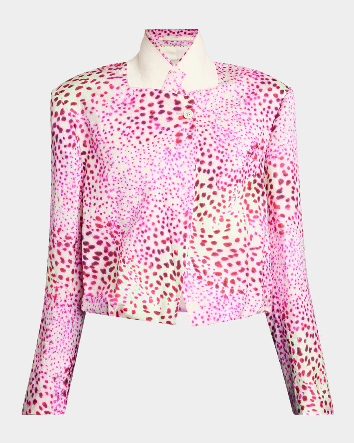 Dries Van Noten Vasti Printed Stand Collar Jacket In Fuchsia