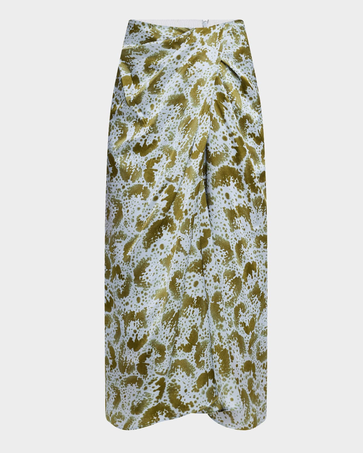 Shop Dries Van Noten Sampa Orchid-print Draped Silk Midi Skirt