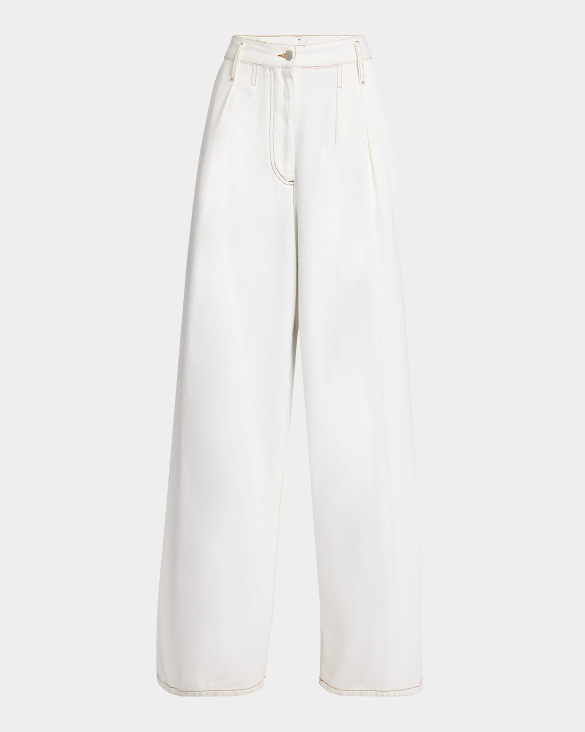 Dries Van Noten Pamplona Pleated Denim Wide-leg Pants