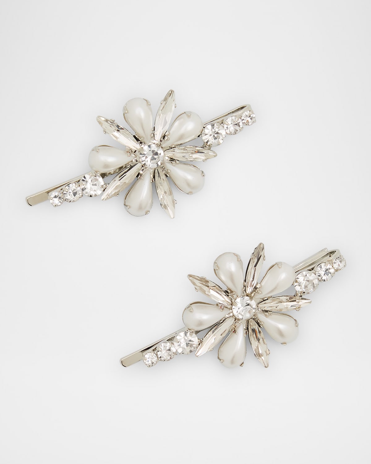 Lelet Ny Annie Pearly Crystal Bobby Pins, Set Of 2 In Rhodium